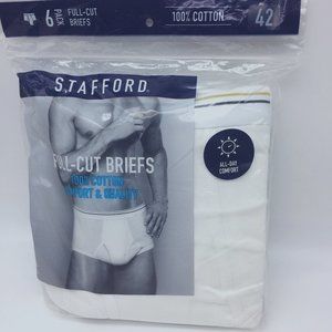Stafford Brand Full-Cut White Mens Briefs Size 42